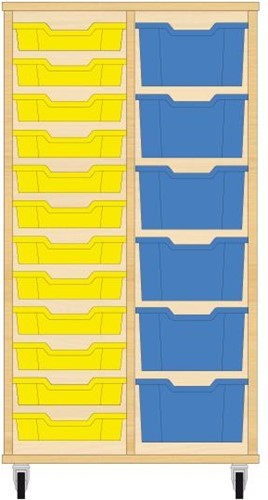 Storix Materiaalkast 71 wit, B710xH1200xD465 - laden geel-blauw