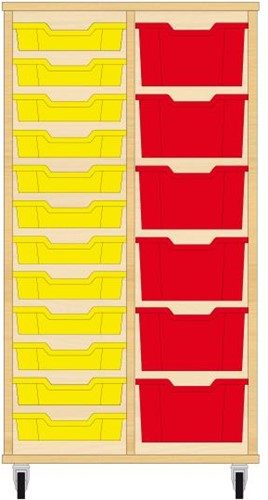 Storix Materiaalkast 71 wit, B710xH1200xD465 - laden geel-rood