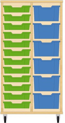 Storix Materiaalkast 71 wit, B710xH1200xD465 - laden groen-blauw