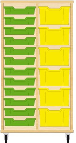 Storix Materiaalkast 71 wit, B710xH1200xD465 - laden groen-geel