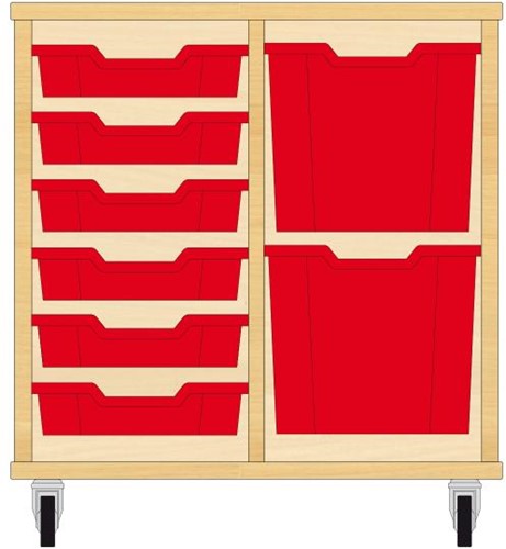 Storix Materiaalkast 72 wit, B710xH684xD465 - laden rood