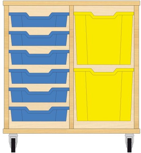 Storix Materiaalkast 72 wit, B710xH684xD465 - laden blauw-geel