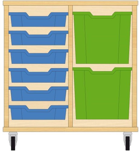 Storix Materiaalkast 72 wit, B710xH684xD465 - laden blauw-groen