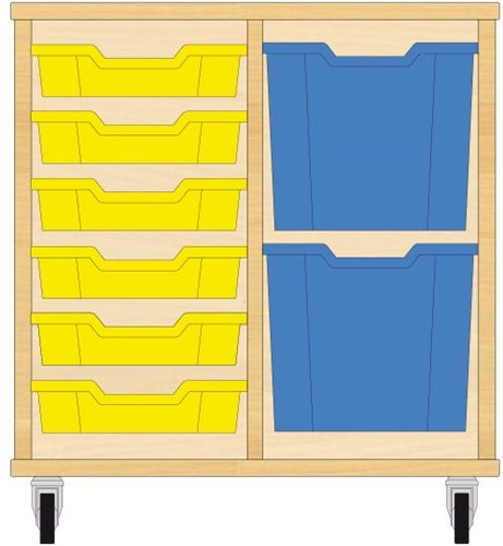 Storix Materiaalkast 72 wit, B710xH684xD465 - laden geel-blauw