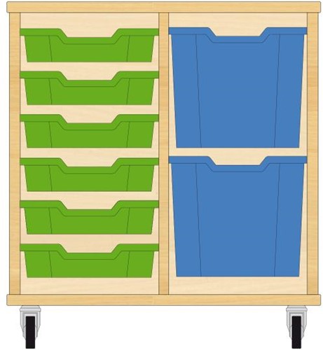 Storix Materiaalkast 72 wit, B710xH684xD465 - laden groen-blauw