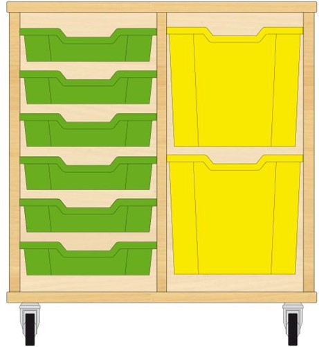 Storix Materiaalkast 72 wit, B710xH684xD465 - laden groen-geel