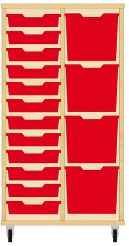 Storix Materiaalkast 72 wit, B710xH1200xD465 - laden rood