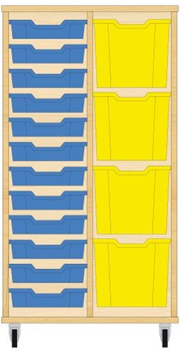 Storix Materiaalkast 72 wit, B710xH1200xD465 - laden blauw-geel