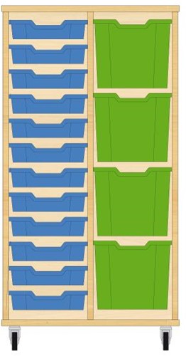 Storix Materiaalkast 72 wit, B710xH1200xD465 - laden blauw-groen