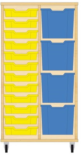 Storix Materiaalkast 72 wit, B710xH1200xD465 - laden geel-blauw