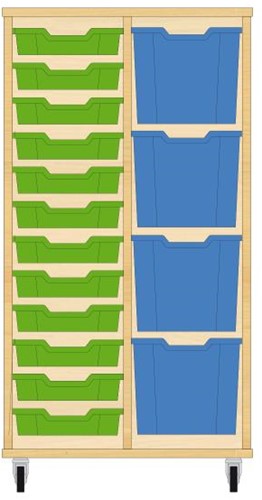 Storix Materiaalkast 72 wit, B710xH1200xD465 - laden groen-blauw