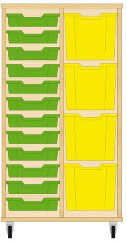 Storix Materiaalkast 72 wit, B710xH1200xD465 - laden groen-geel