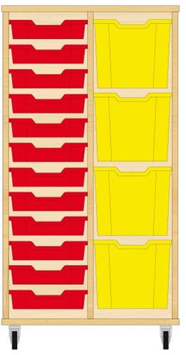 Storix Materiaalkast 72 wit, B710xH1200xD465 - laden rood-geel