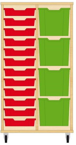 Storix Materiaalkast 72 wit, B710xH1200xD465 - laden rood-groen