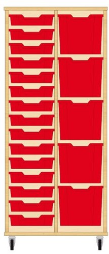 Storix Materiaalkast 72 wit, B710 x H1458 x D465 mm - laden rood