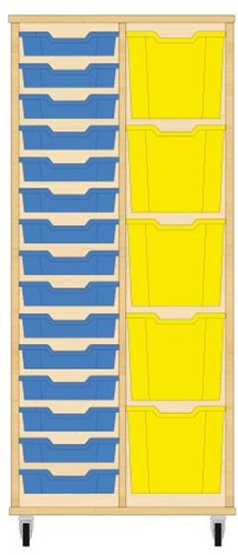 Storix Materiaalkast 72 wit, B710 x H1458 x D465 mm - laden blauw-geel