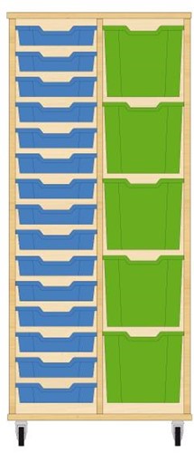 Storix Materiaalkast 72 wit, B710 x H1458 x D465 mm - laden blauw-groen