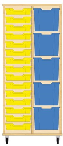 Storix Materiaalkast 72 wit, B710 x H1458 x D465 mm - laden geel-blauw