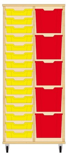 Storix Materiaalkast 72 wit, B710 x H1458 x D465 mm - laden geel-rood