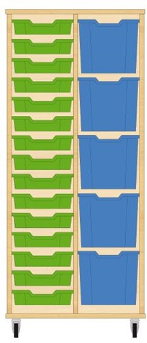 Storix Materiaalkast 72 wit, B710 x H1458 x D465 mm - laden groen-blauw