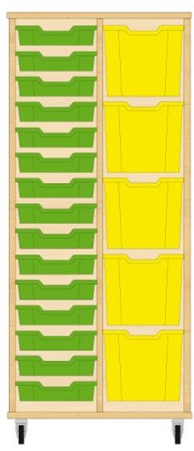 Storix Materiaalkast 72 wit, B710 x H1458 x D465 mm - laden groen-geel