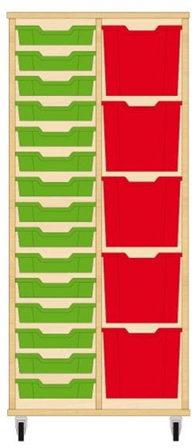 Storix Materiaalkast 72 wit, B710 x H1458 x D465 mm - laden groen-rood