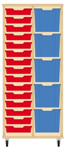 Storix Materiaalkast 72 wit, B710 x H1458 x D465 mm - laden rood-blauw