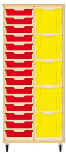 Storix Materiaalkast 72 wit, B710 x H1458 x D465 mm - laden rood-geel