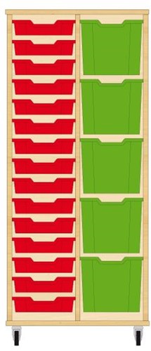 Storix Materiaalkast 72 wit, B710 x H1458 x D465 mm - laden rood-groen