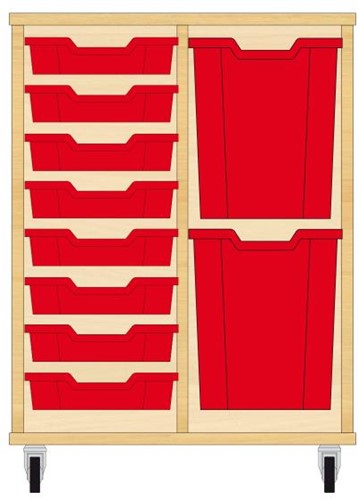 Storix Materiaalkast 73 wit, B710xH856xD465 - laden rood