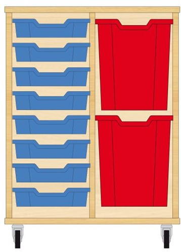 Storix Materiaalkast 73 wit, B710xH856xD465 - laden blauw-rood