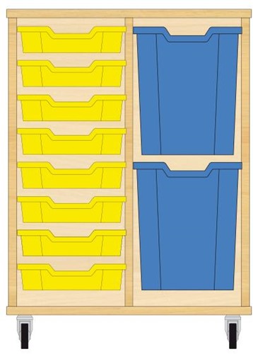Storix Materiaalkast 73 wit, B710xH856xD465 - laden geel-blauw