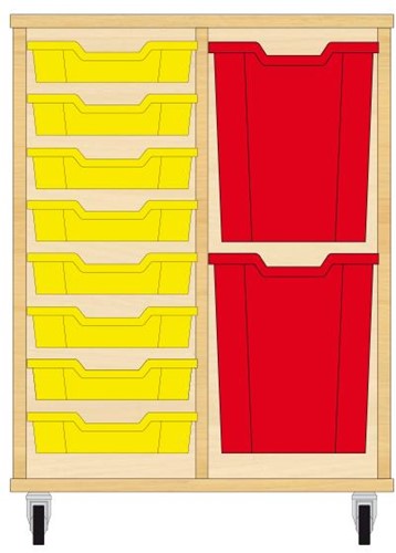 Storix Materiaalkast 73 wit, B710xH856xD465 - laden geel-rood
