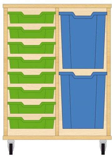 Storix Materiaalkast 73 wit, B710xH856xD465 - laden groen-blauw