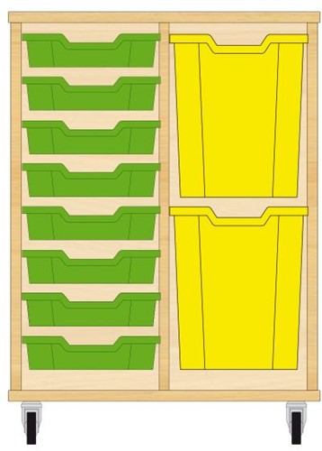 Storix Materiaalkast 73 wit, B710xH856xD465 - laden groen-geel