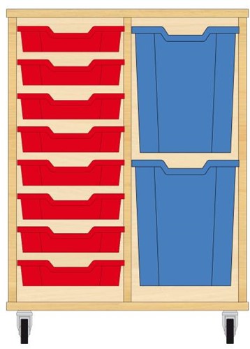 Storix Materiaalkast 73 wit, B710xH856xD465 - laden rood-blauw
