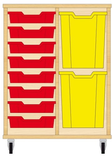 Storix Materiaalkast 73 wit, B710xH856xD465 - laden rood-geel