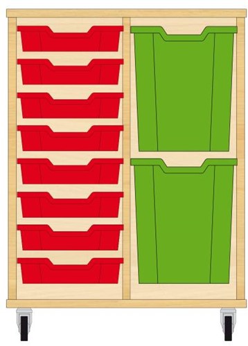 Storix Materiaalkast 73 wit, B710xH856xD465 - laden rood-groen
