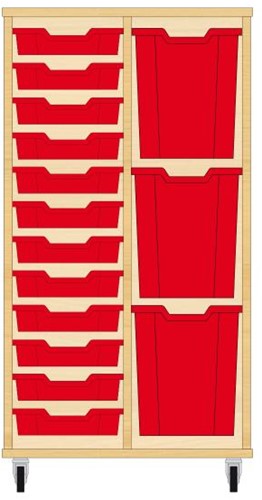 Storix Materiaalkast 73 wit, B710xH1200xD465 - laden rood