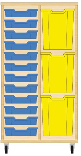 Storix Materiaalkast 73 wit, B710xH1200xD465 - laden blauw-geel