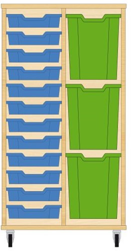 Storix Materiaalkast 73 wit, B710xH1200xD465 - laden blauw-groen
