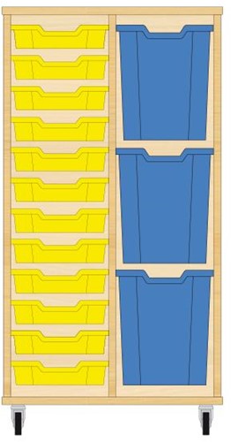 Storix Materiaalkast 73 wit, B710xH1200xD465 - laden geel-blauw