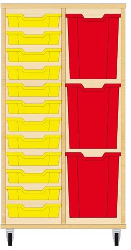 Storix Materiaalkast 73 wit, B710xH1200xD465 - laden geel-rood