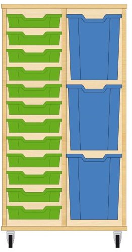 Storix Materiaalkast 73 wit, B710xH1200xD465 - laden groen-blauw