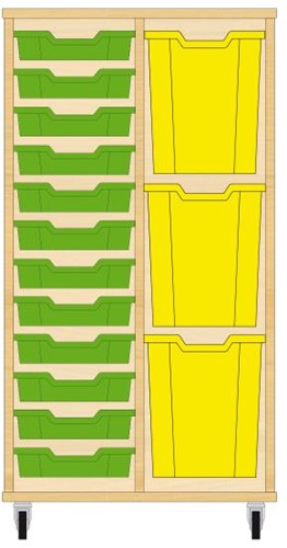 Storix Materiaalkast 73 wit, B710xH1200xD465 - laden groen-geel