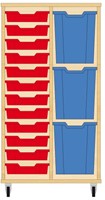Storix Materiaalkast 73 wit, B710xH1200xD465 - laden rood-blauw