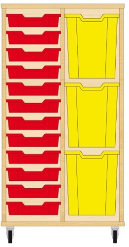 Storix Materiaalkast 73 wit, B710xH1200xD465 - laden rood-geel
