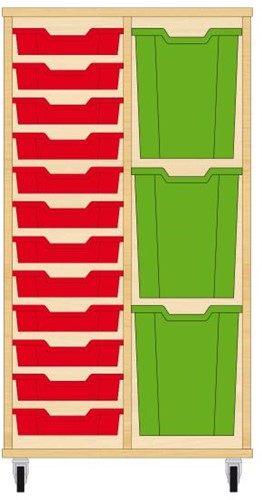 Storix Materiaalkast 73 wit, B710xH1200xD465 - laden rood-groen