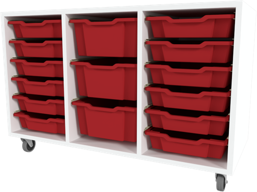 Storix Materiaalkast 81 wit, B1050xH684xD465 - laden rood