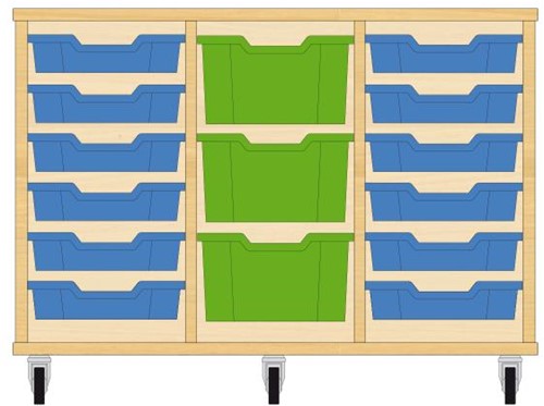 Storix Materiaalkast 81 wit, B1050xH684xD465 - laden blauw-groen-blauw